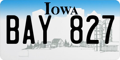 IA license plate BAY827