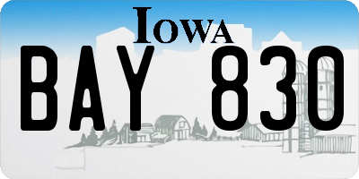 IA license plate BAY830