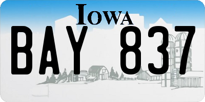 IA license plate BAY837