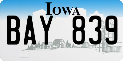 IA license plate BAY839