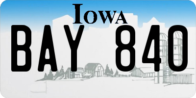 IA license plate BAY840