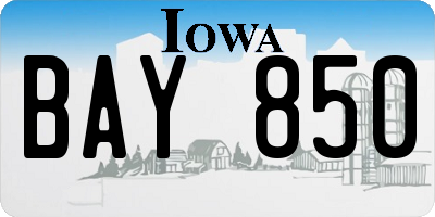 IA license plate BAY850