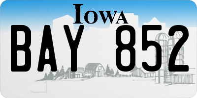 IA license plate BAY852