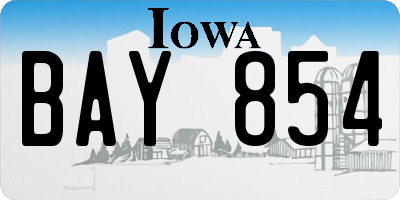 IA license plate BAY854