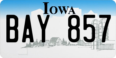 IA license plate BAY857