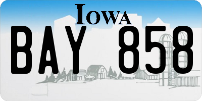 IA license plate BAY858