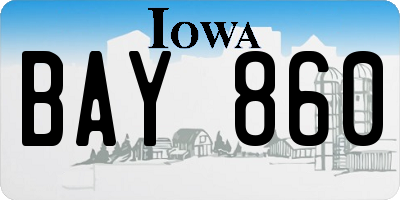 IA license plate BAY860
