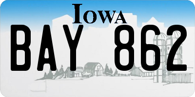 IA license plate BAY862