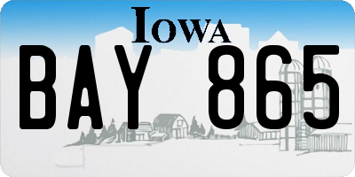 IA license plate BAY865
