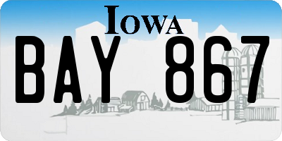 IA license plate BAY867