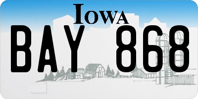IA license plate BAY868