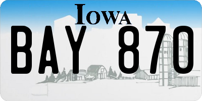 IA license plate BAY870