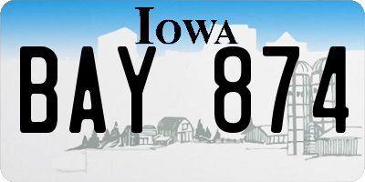 IA license plate BAY874