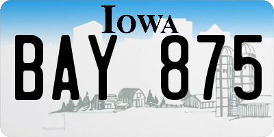 IA license plate BAY875