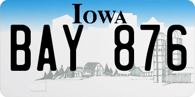 IA license plate BAY876