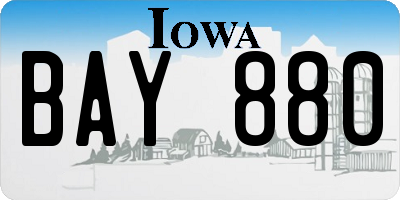 IA license plate BAY880