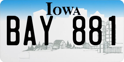 IA license plate BAY881