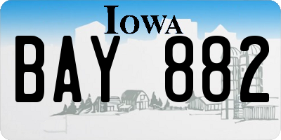 IA license plate BAY882