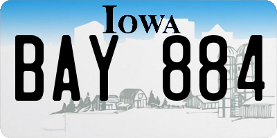 IA license plate BAY884