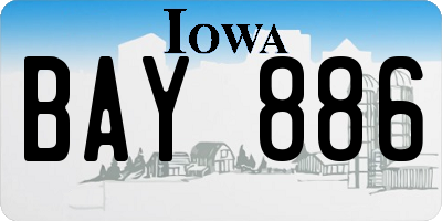 IA license plate BAY886