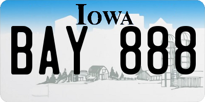 IA license plate BAY888