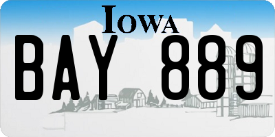 IA license plate BAY889