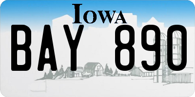 IA license plate BAY890