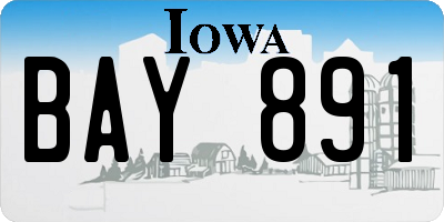 IA license plate BAY891