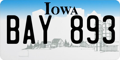 IA license plate BAY893