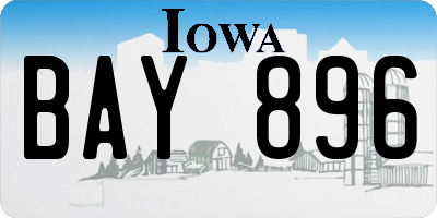 IA license plate BAY896
