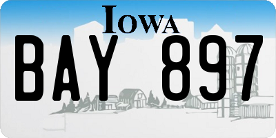 IA license plate BAY897