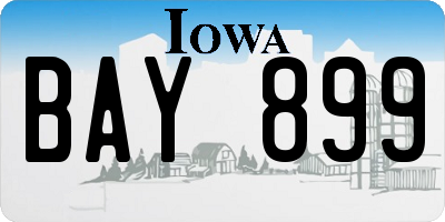 IA license plate BAY899
