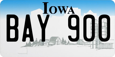 IA license plate BAY900