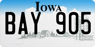 IA license plate BAY905