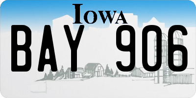 IA license plate BAY906