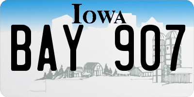 IA license plate BAY907