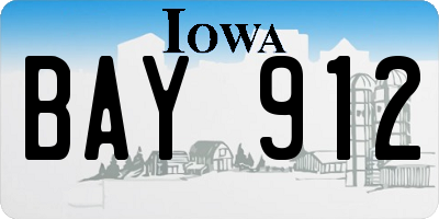 IA license plate BAY912