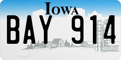 IA license plate BAY914