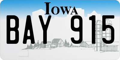 IA license plate BAY915