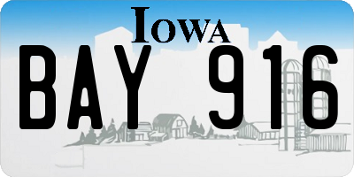 IA license plate BAY916
