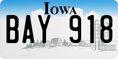 IA license plate BAY918