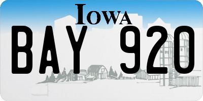 IA license plate BAY920