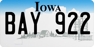 IA license plate BAY922