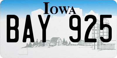 IA license plate BAY925