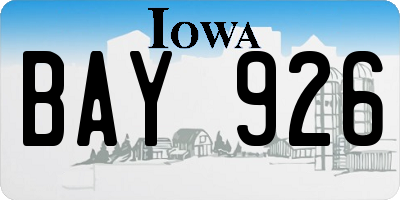 IA license plate BAY926