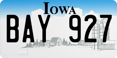 IA license plate BAY927