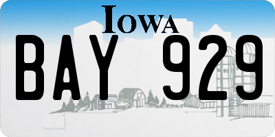 IA license plate BAY929