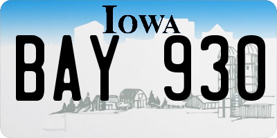 IA license plate BAY930