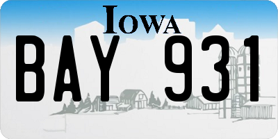 IA license plate BAY931