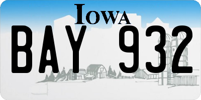 IA license plate BAY932